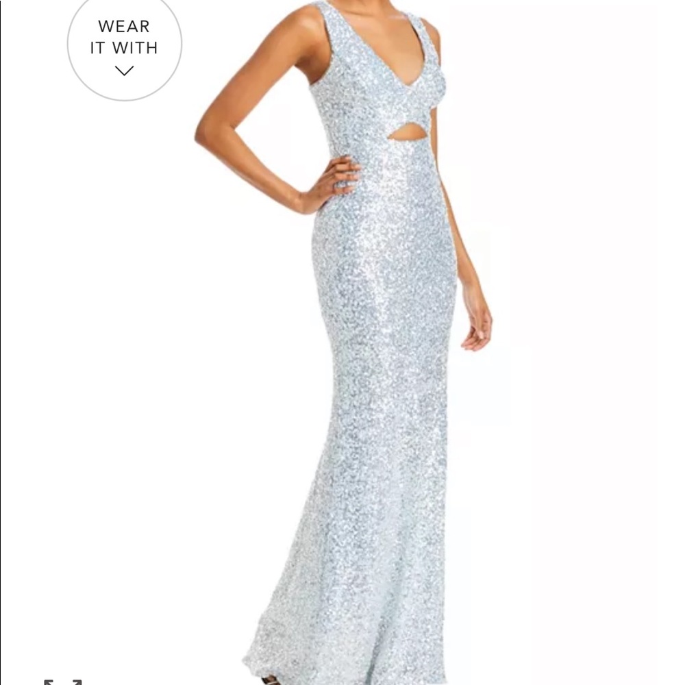 Aqua Sequin Long Gown